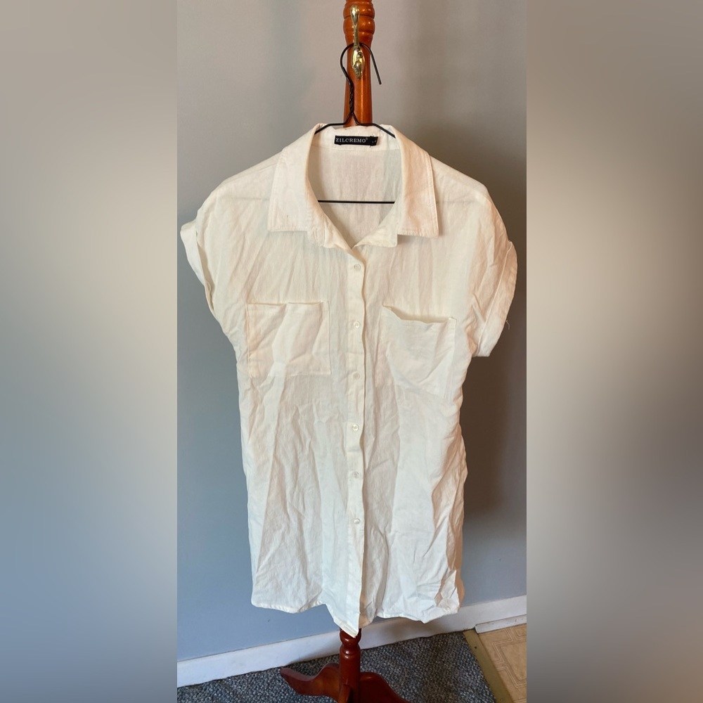 White button down dress